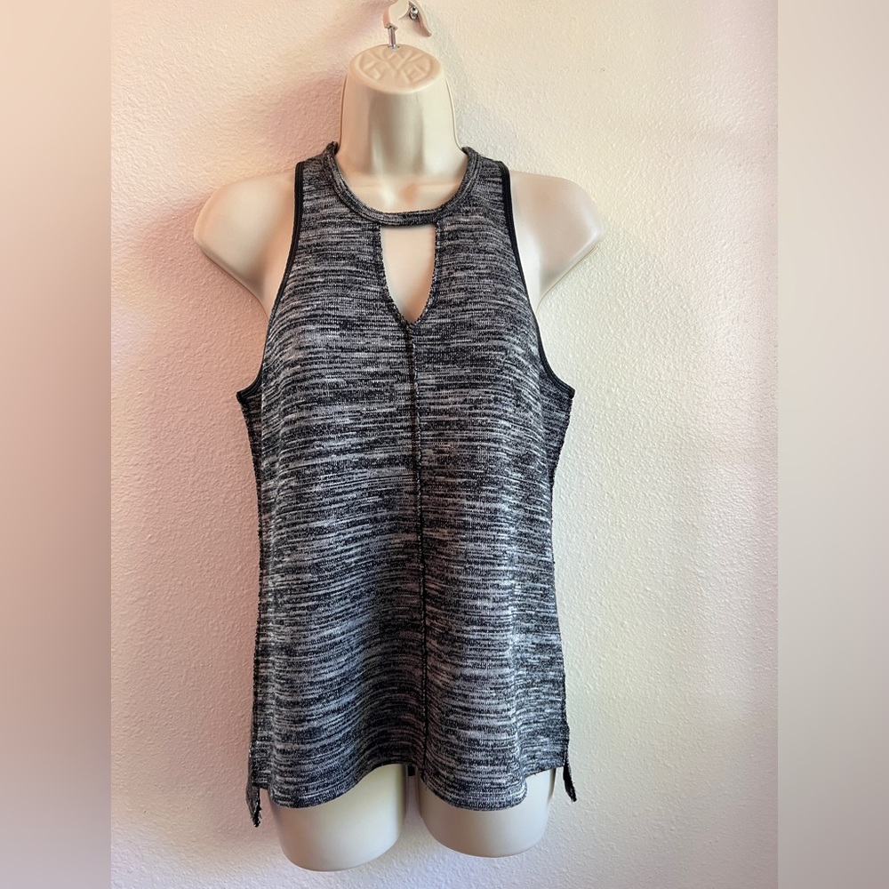 Pixley Black & Grey Sleeveless Tank Top With Cutout Details. Women’s Medium